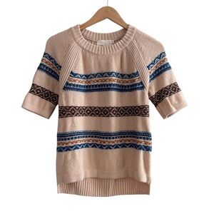 Anthropologie Yoon Cashmere Striped Short Sleeve Sweater